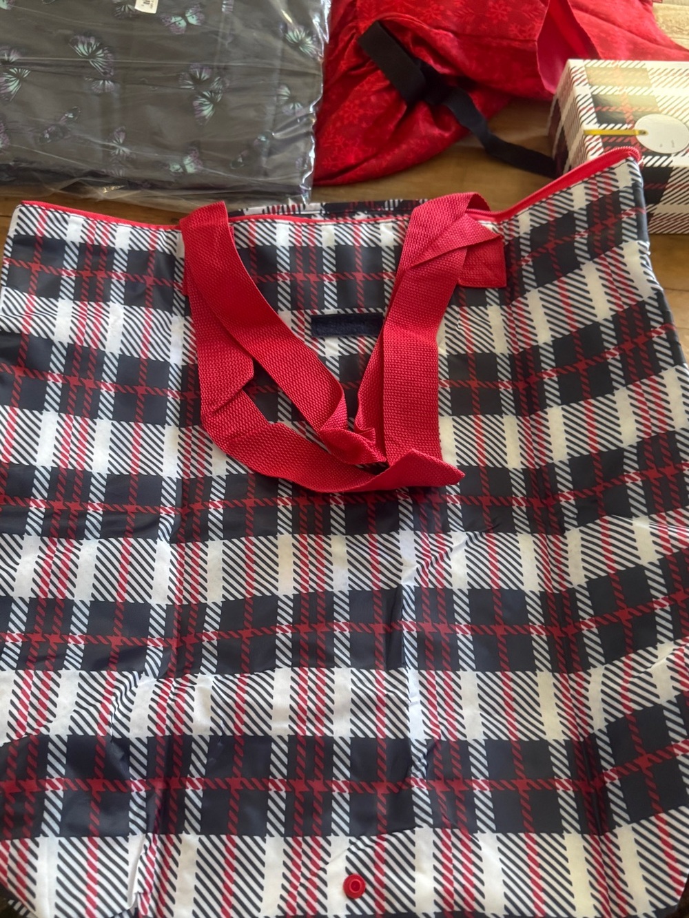 NWT Arctic Zone foldable Plaid insulated market Tote Bag